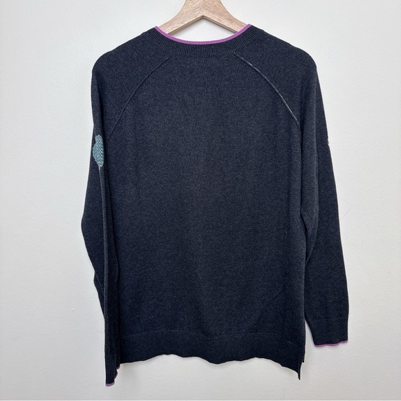 ZAKET & PLOVER Womens Small Vneck Heart Cashmere Gray Sweater CN - Picture 15 of 15